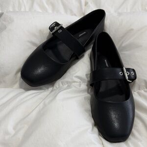 Black Mary Jane Flats with Buckle Strap - Women